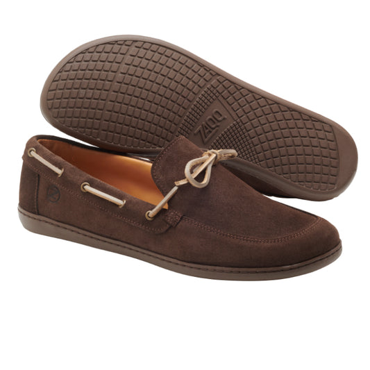 QEA Velours Darkbrown - ZAQQ Barfußschuhe